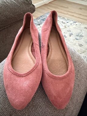 Frye Suede Pointed Toe Ballet Flats - Pink